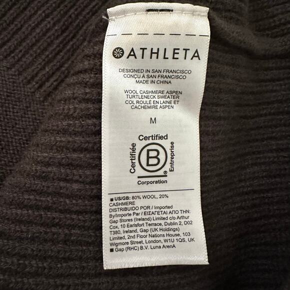 Athleta dark brown wool/cashmere knit turtleneck sweater size M - Picture 7 of 15
